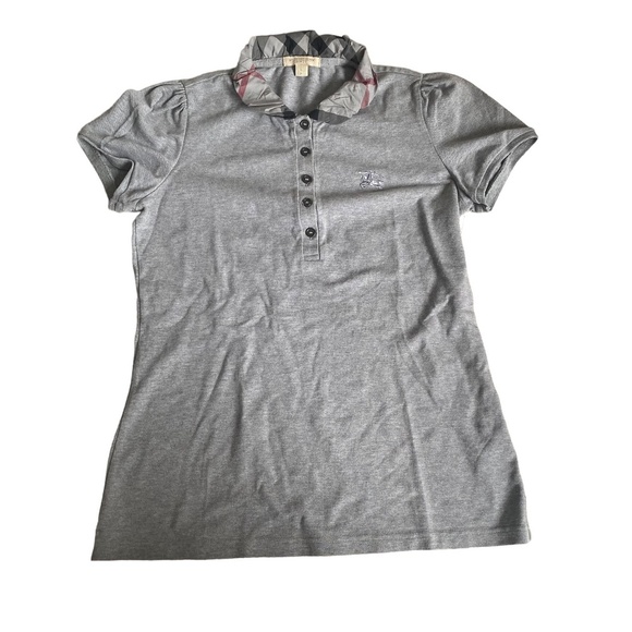 Burberry brit nova check short sleeve top polo t-shirt gray S/P - Picture 1 of 11